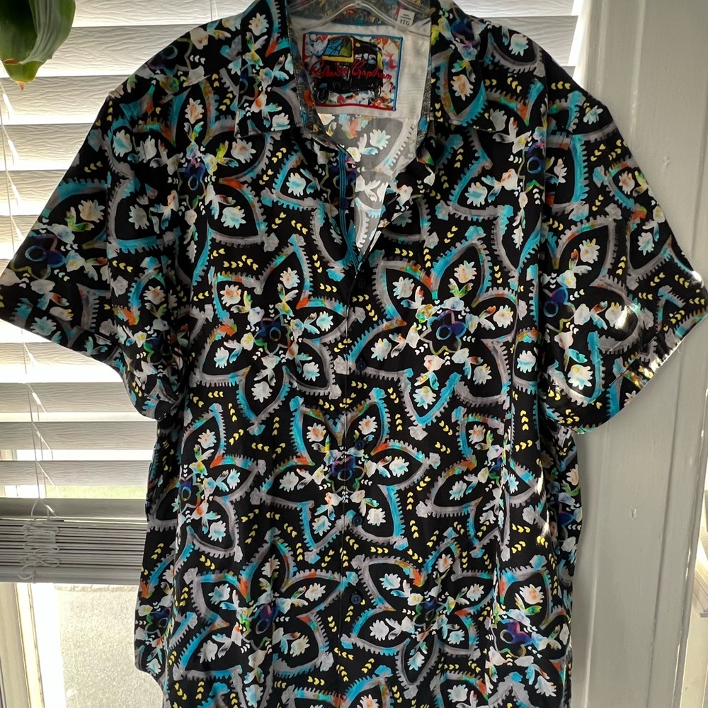 Robert Graham Black and Blue Floral Shirt